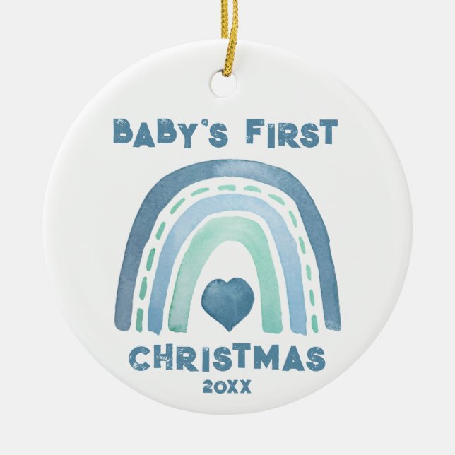 Boho Blue Rainbow jul Ornament (Framsidan)