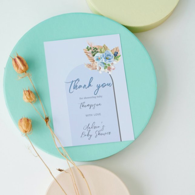 Boho Blue Ram Pampass Grass Oh Boy Shower Flygblad (Skapare uppladdad)