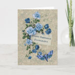 Boho Blue Ro Moth Watercolor Birthday Card Kort<br><div class="desc">Den här personligen av födelsedagskort innehåller en bukett av blått ro och en blå matt.   Text på insidan kan också ändras.</div>