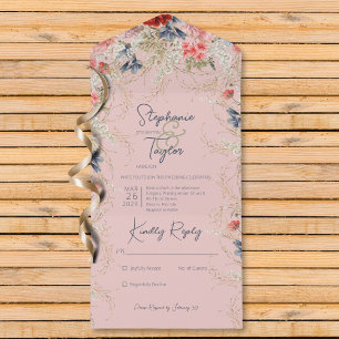 Boho Blue & Rosa Blommigt Rosa No Middag