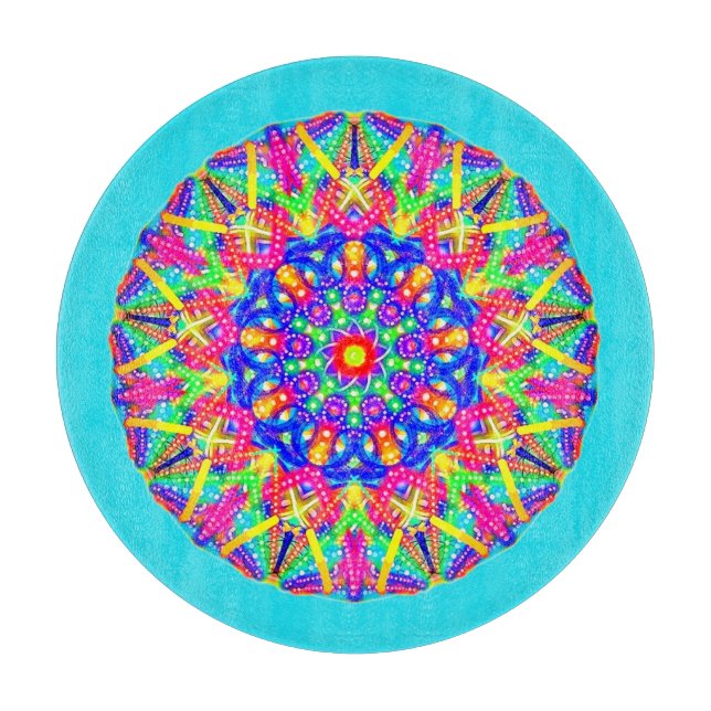 Boho Blue Rosa Gult Mandala Styckstyrelsen (Framsidan)