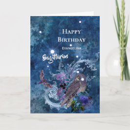 Boho Blue Sagittarius Constellation Birthday Kort