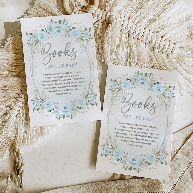 Boho Blue Silver Garden Flowers Bokar för Baby Tilläggskort (Skapare uppladdad)