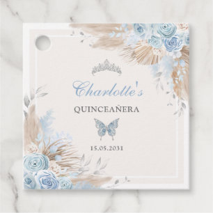 Boho Blue Silver Quinceanera Miss Quince 15 Gåvor Etiketter