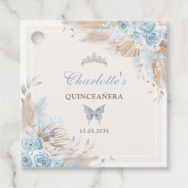 Boho Blue Silver Quinceanera Miss Quince 15 Gåvor Etiketter