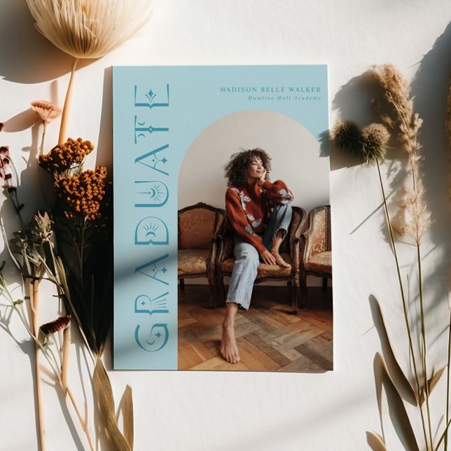 Boho Blue Student Studenten Tack Kort (Skapare uppladdad)