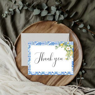 Boho blue tile lemon Möhippa Tack ditt kort