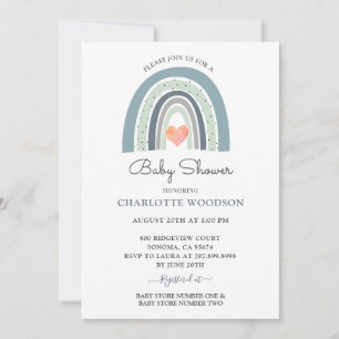 Boho Blue Watercolor Shower-inbjudan Inbjudningar