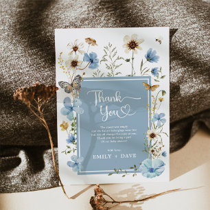 Boho Blue Wildblommor Garden Boy Shower Tack Kort