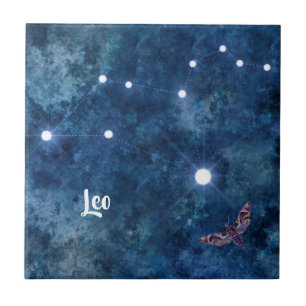 Boho Blue Zodiac Leo Constellation Kakelplatta