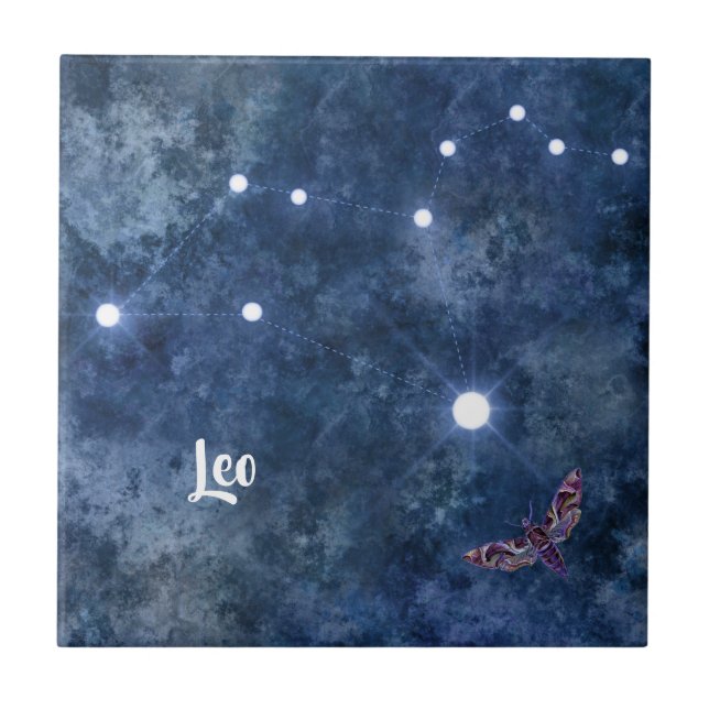 Boho Blue Zodiac Leo Constellation Kakelplatta (Framsidan)