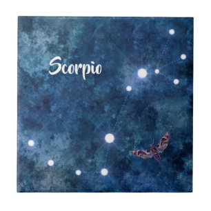 Boho Blue Zodiac Scorpio Constellation Kakelplatta