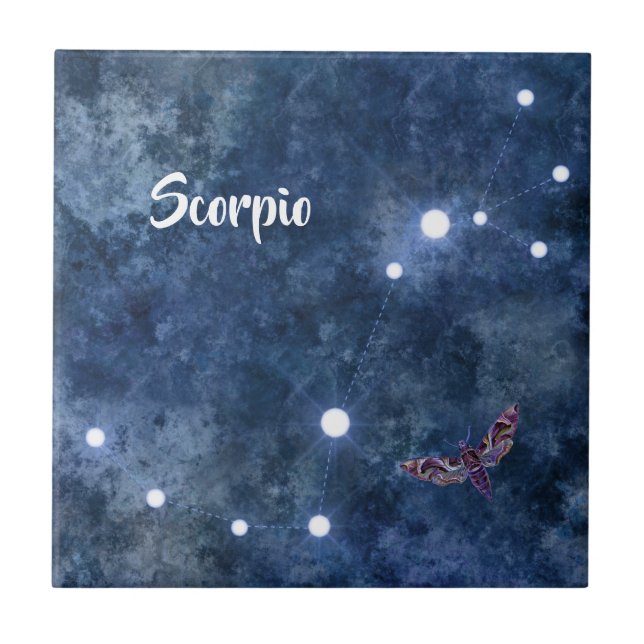 Boho Blue Zodiac Scorpio Constellation Kakelplatta (Framsidan)