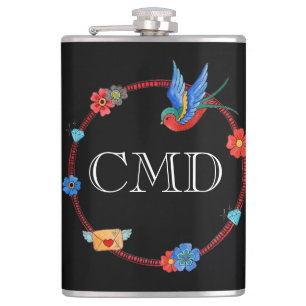 Boho Bluebird Anpassade Flask Fickplunta