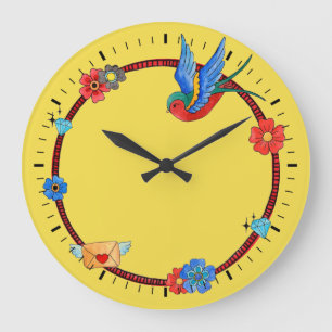 Boho Bluebird Wall Clock Stor Klocka