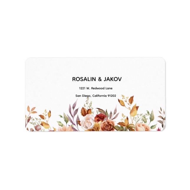 Boho Blush Blommig Bröllopsinbjudan Adressetikett (Framsidan)