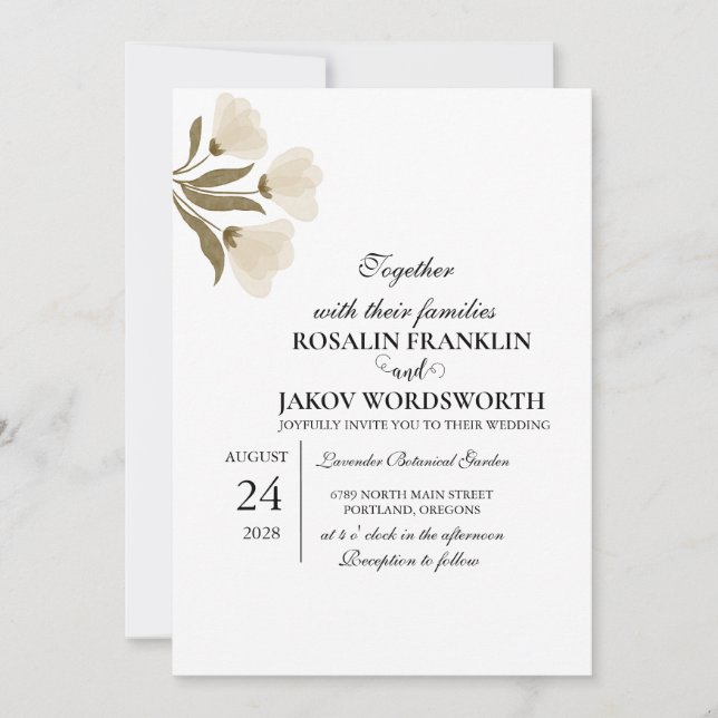 Boho Blush Blommig Bröllopsinbjudan Inbjudningar (Framsida)