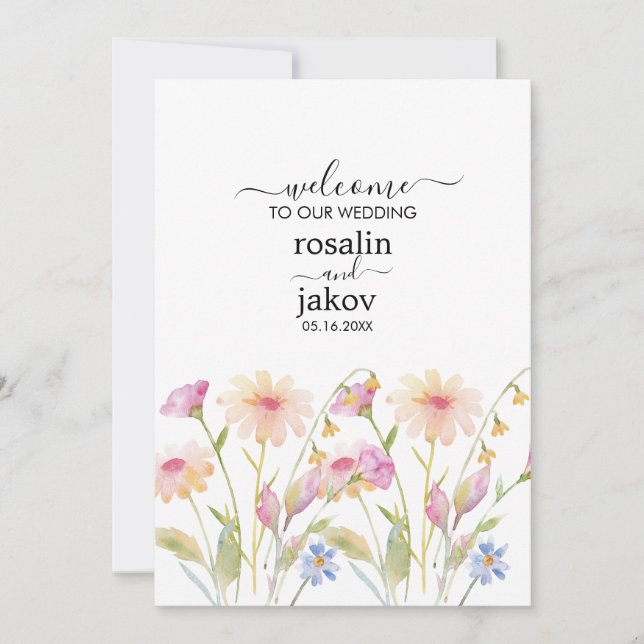 Boho Blush Blommig Bröllopsinbjudan Inbjudningar (Framsida)