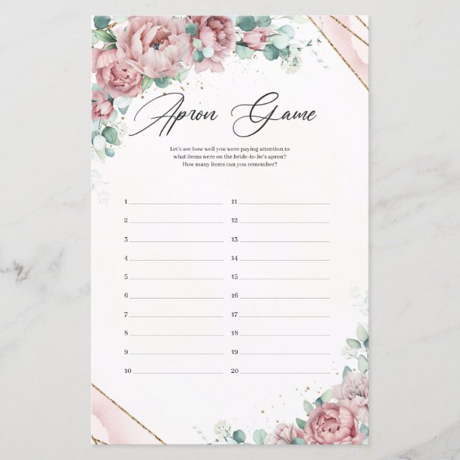 Boho Blush blommig eukalyptus guld ram Köksrock Le (Framsida)