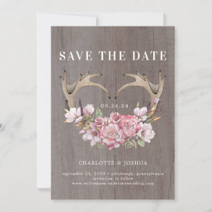 Boho Blush Blommiga Horn Foto Spara Datum Datumet