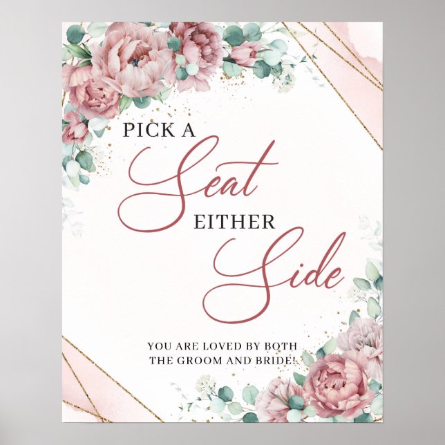 Boho Blush blomster- guld Välj en plats på valfri  Poster (Framsidan)