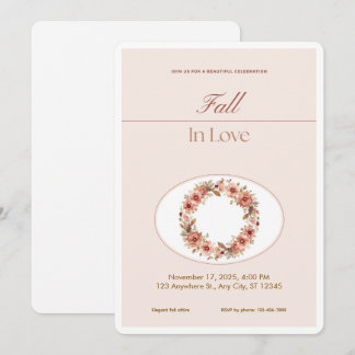 Boho Blush Fall Romance Floral Wedding Invitation Inbjudningar