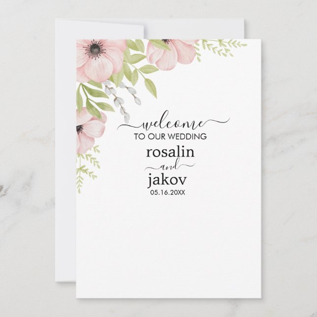Boho Blush Floral Wedding Invitation Inbjudningar (Framsida)