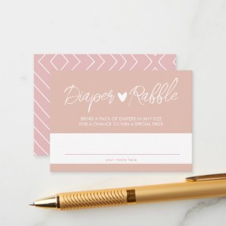 Boho Blush och Rosa Blöjlotteri Inneslutningskort Tilläggskort