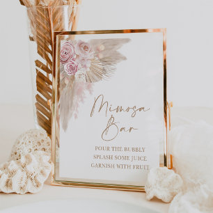 Boho Blush Pampas Blommig Mimosa Bar Duschskylt Poster
