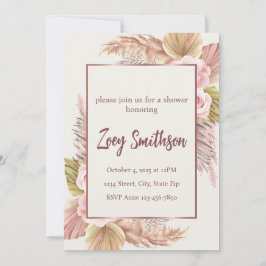 Boho Blush Pampasgräs Inbjudan