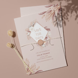 Boho Blush Pampasgräs Spara datum-kort Datumet