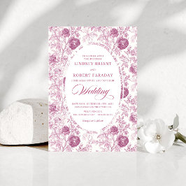 Boho Blush Pink Toile Floral Wedding Invitation  Inbjudningar