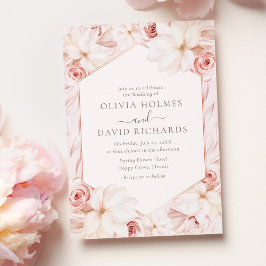 Boho Blush Rosa Blommig Bröllopsinbjudan Inbjudningar