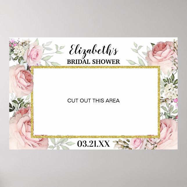 Boho Blush Rosa Blommig Fotobås Ram Prop  Poster (Framsidan)