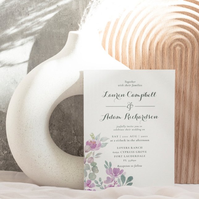 Boho Blush Rosa Eukalyptus Blommig Bröllop Inbjudningar (Skapare uppladdad)