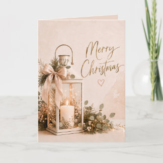 Boho Blush Rosa Guldlykta Festive Jul Kort