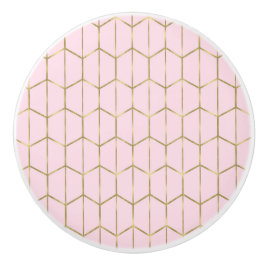 Boho Blush Rosa Hexagon Guld & Geometrisk Glam Knopp