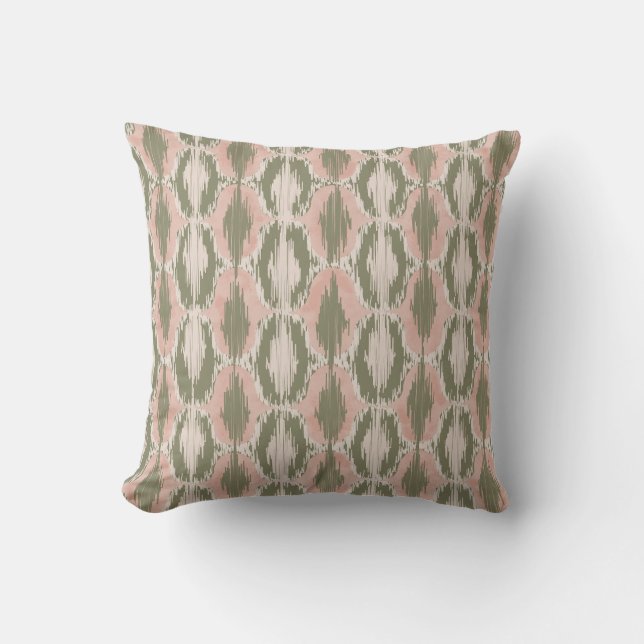 Boho Blush Rosa Oliv Ikat Kuddslang Kudde (Framsida)