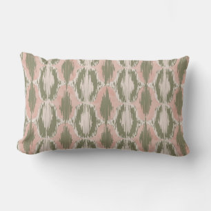 Boho Blush Rosa Oliv Ikat Lumbarkudde