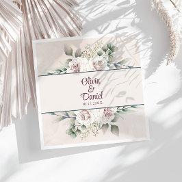 Boho Blush Rosa Rosor Anpassat Namn Bröllop Pappersservett