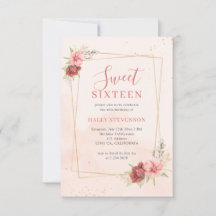 Boho Blush Rosa Terrakotta Blommig Chic Sweet 16