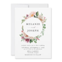 Boho Blush & Rosa Vår Vattenfärg Blommig Bröllop