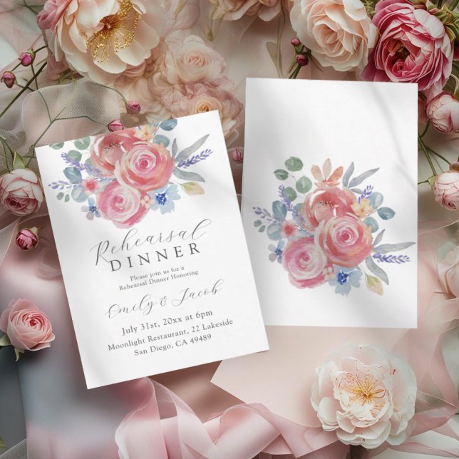 Boho Blush Rose Övningsmiddag  Inbjudningar (Skapare uppladdad)