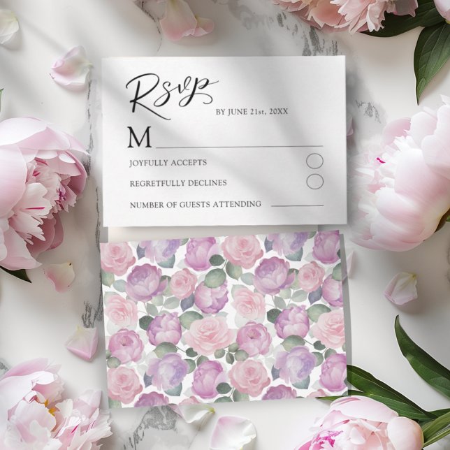 Boho Blush Rose RSVP Wedding Card OSA Kort (Skapare uppladdad)