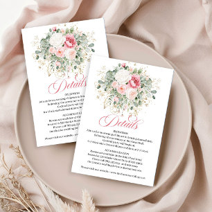 Boho Blush Rosor Grönska Bröllopsdetaljkort Tilläggskort