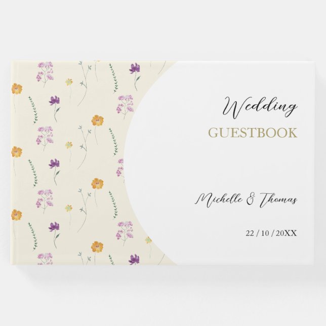 Boho Blush Vilda Blommor Akvarellkonst Gästböcker (Framsida)