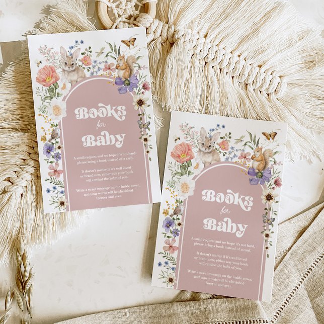 Boho Blush Woodland Wildflower Books for Baby Girl Tilläggskort (Skapare uppladdad)