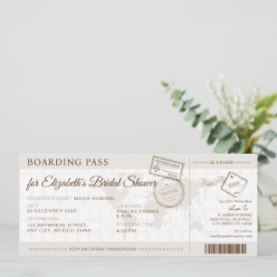 Boho Boarding Pass Destination Möhippa Inbjudningar