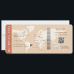 Boho Boarding Pass Destinationsbröllop QR-kod Inbjudningar<br><div class="desc">Terracotta Boho Boarding pass bröllop biljett med en världskarta över destinationer,  Bröllop Pass,  Destination Wedding,  Passport med QR-kod OSA kort.</div>