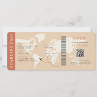 Boho Boarding Pass Destinationsbröllop QR-kod